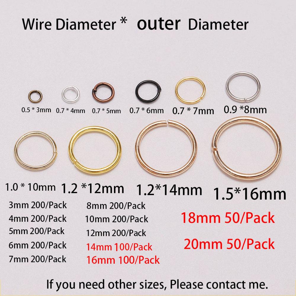 50-200 pçs/lote 3-20mm anéis de salto abertos rosa ouro loops anéis divididos conectores para diy jóias fazendo descobertas acessórios diy