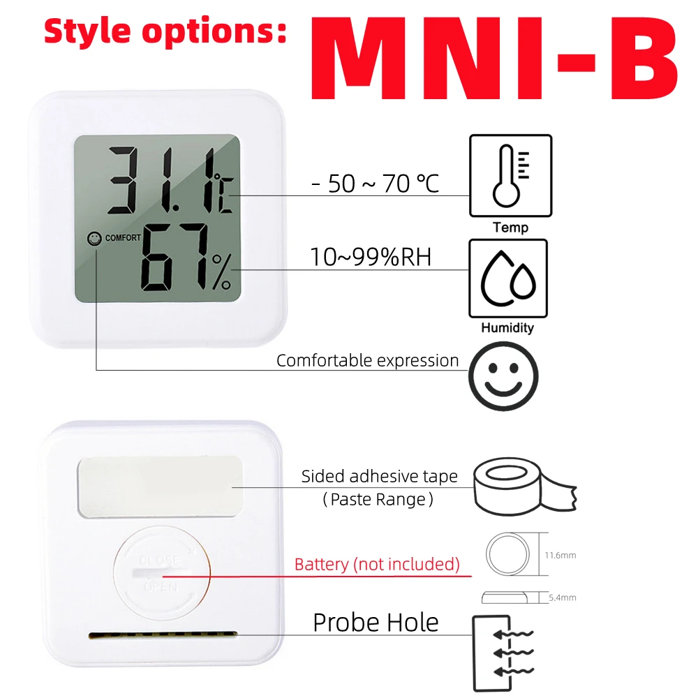 Mini Màn Hình Kỹ Thuật Số LCD Nhiệt Kế Ẩm Kế Trong Nhà Nhiệt Độ Phòng Đồng Hồ Đo Độ Ẩm Cảm Biến Đo Trạm Thời Tiết