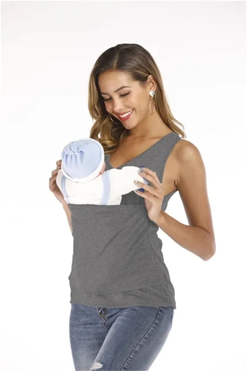 Kangaroo ความปลอดภัยกระเป๋าเสื้อยืดเด็กฤดูร้อนการตั้งครรภ์ Carrier Feeding ผ้าฝ้ายไนลอนเสื้อผ้าพ่อแม่เสื้อแขนสั้น