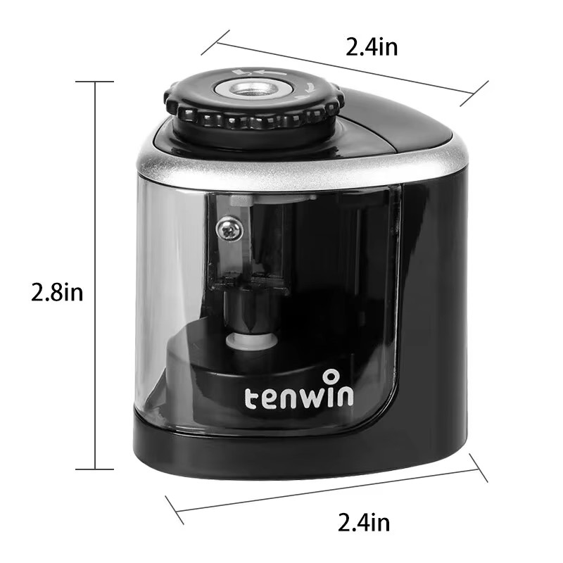 TENWIN 1 pezzo temperamatite elettrico a foro singolo, adatto per matite da 6-8 mm, temperamatite rapido per scuola/ufficio (batteria esclusa)