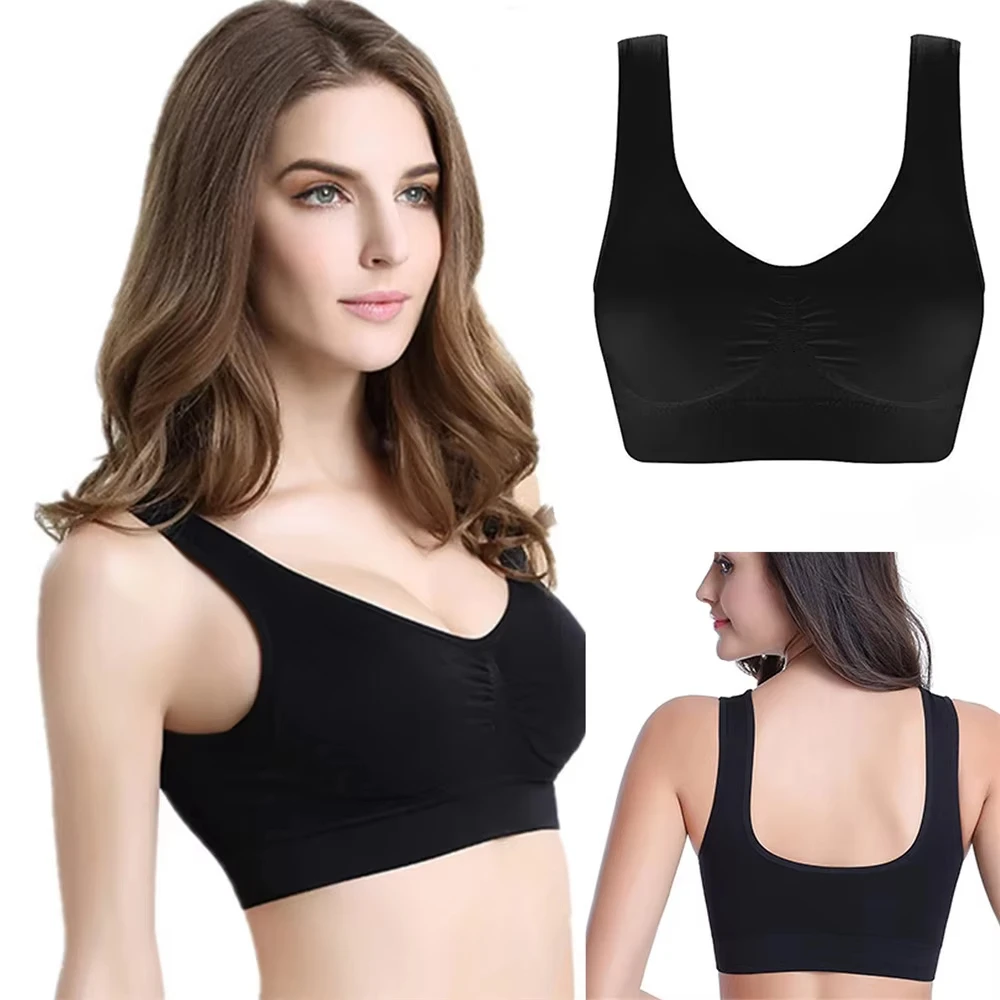Nahtloser Damen-BH, Hosenträger, Tank-Short-Top, einfarbig, Sport, Fitnessstudio, Laufen, Fitness, Yoga
