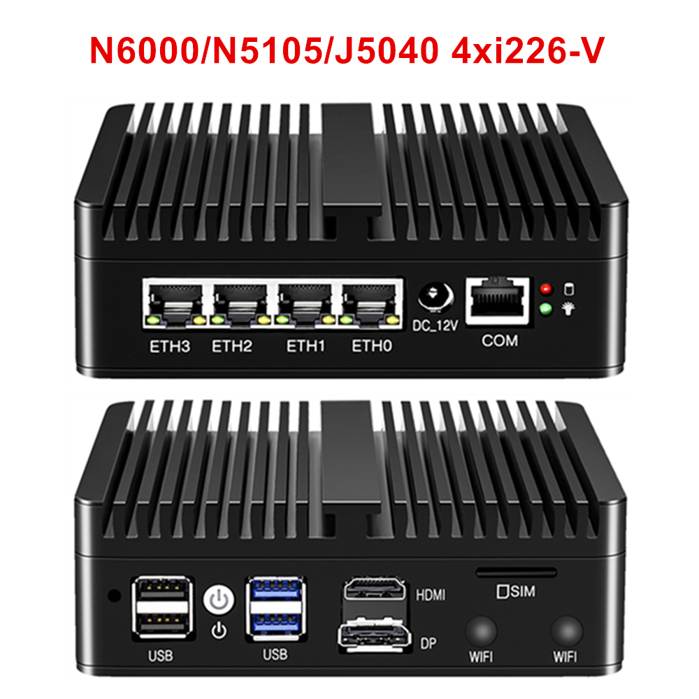 Intel N100 Firewall-Router der 12. Generation 4x i226-V 2,5G LAN N6000 N5105 J4125 NVMe Lüfterloser Mini-PC Barebone Computer Proxmox pfSense