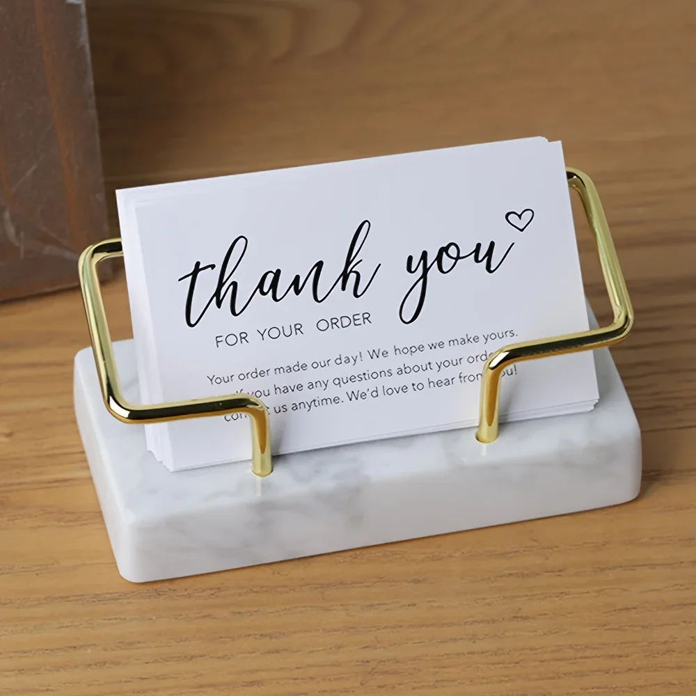 Elegante tarjetero de mármol con marco de metal dorado: tarjetero de escritorio de lujo, perfecto para regalos de reuniones, preciosos suministros de oficina