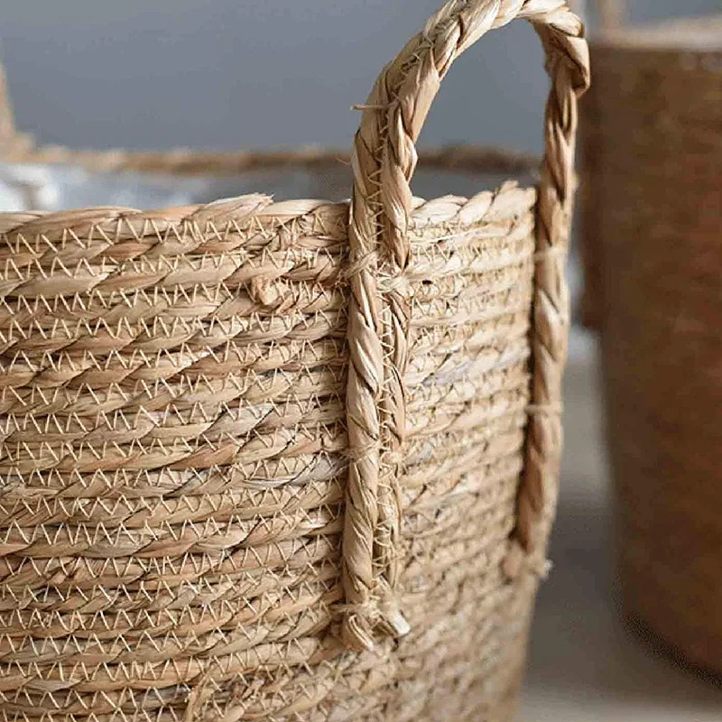 Maceta nórdica Extra grande de paja, cesta de almacenamiento de algas marinas, cesta de flores de plantas verdes en maceta, suelo tejido a mano, maceta de interior