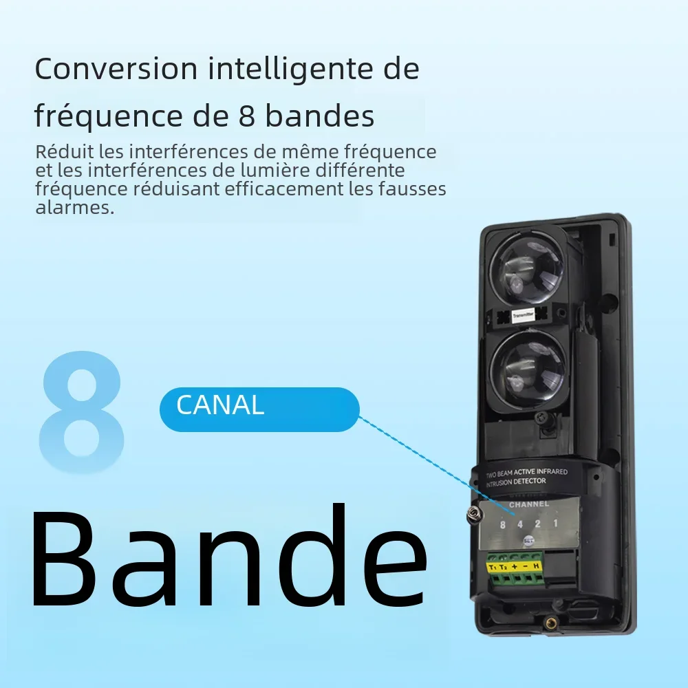 Capteur infrarouge à double faisceau Meian, détecteur de barrière filaire 100M, détecteur de faisceau infrarouge, Conversion 8 fréquences, affichage numérique