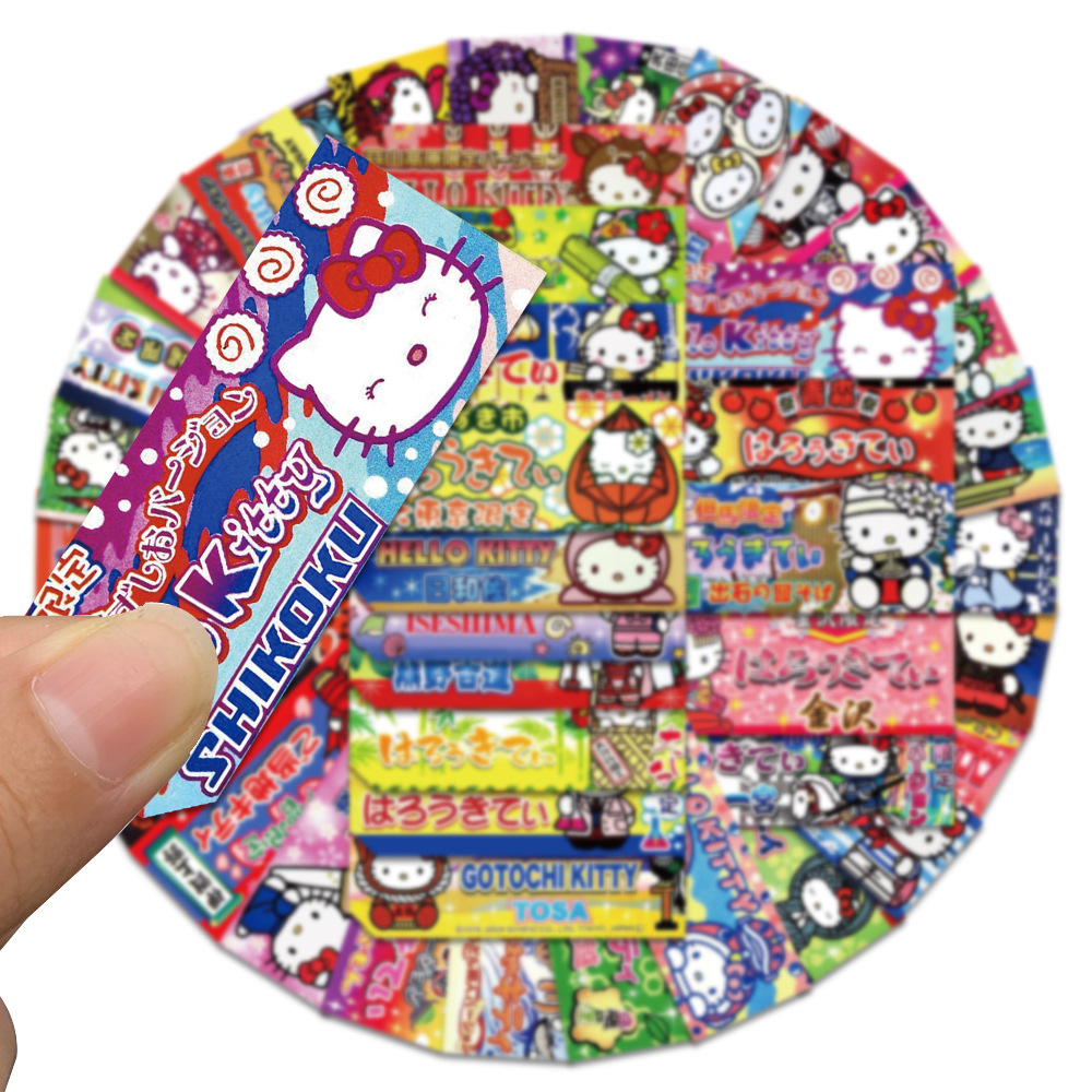 60 pçs sanrio adesivos mistos bonito olá kitty adesivos hellokitty decalques diy telefone bagagem portátil guitarra adesivo crianças brinquedo