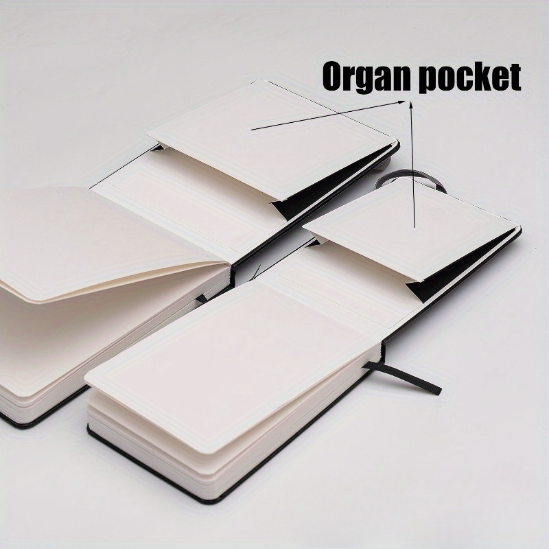 300g 24 Pages of Wood Pulp Watercolor Hand Ledger Portable Outdoor Sketching Watercolor Soft Shell Antique Style Thickeneded Square Medium Coarse Grain Flap Pocket Pants Travel Drawing Notebook