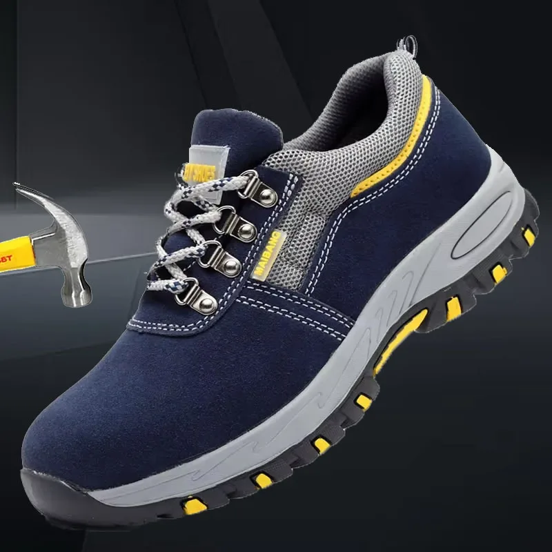 Stivali da lavoro in pelle con punta in acciaio da uomo Scarpe antinfortunistiche Scarpe da ginnastica in Kevlar indistruttibili a prova di foratura Calzature protettive durevoli per il lavoro