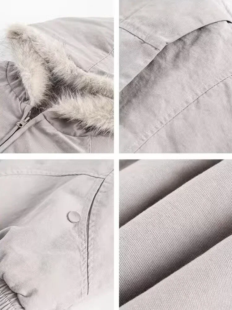 Parkas con capucha para mujer, abrigos más gruesos de terciopelo, ropa de calle informal holgada Retro americana cálida, ropa cómoda que combina con todo, Invierno