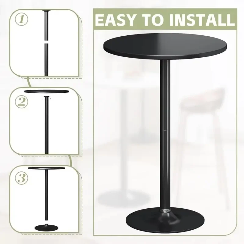 Round Bistro Pub Table 4 Pack Modern Style Metal Base MDF Top Cocktail Bar Table Counter Bar Height for Pub, Dining Room