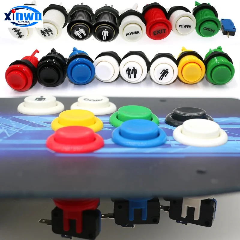 8Pcs Happ Stil Push Button 28mm Mutter Für Neo Geo Amerikanischen Arcade Spiel Maschine Joystick Null Verzögerung Controller teile Maschine Diy