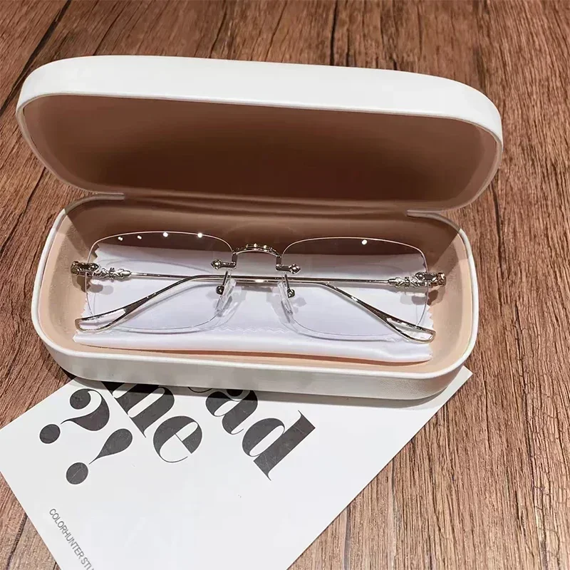 투명 무테 직사각형 음영 유리 여성 하라주쿠 차단 안경 Frameless Anti-blue 광학 안경 안경
