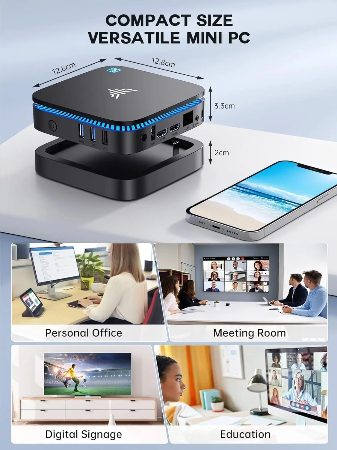 Mini PC KAMRUI AK1/AK2Plus Intel N95/N100 DDR4 8/16GB 256/512GB SSD Windows11Pro HDMI 4k@60Hz WIFI6/5 BT4.2/5.2 Computer desktop