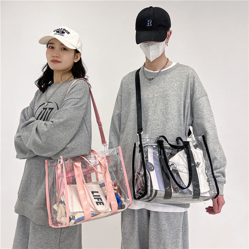 Bolso de hombro tipo bandolera de Pvc estilo Harajuku para mujer, bolso transparente impermeable a la moda, bolso de almacenamiento para playa