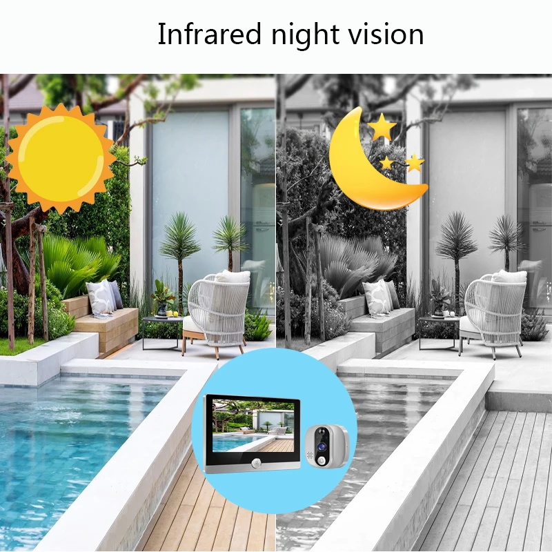 Tuya câmera de vídeo inteligente campainha wifi 1080p olho mágico campainha da porta ip com tela de exibição de 4.3 polegadas funciona com alexa google casa