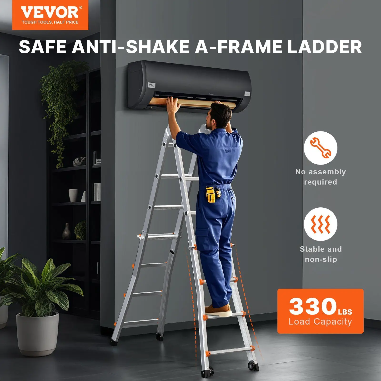 Telescoping Ladder A Frame 15 FT Extension Multi-Function for Homework