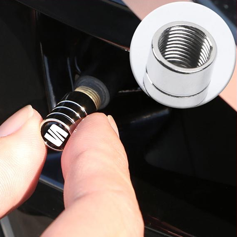 4 Uds tapas de válvula de coche neumáticos de rueda cubierta protectora de vástago de neumático de aire para SEAT Leon 5F Ibiza 5 6 MII Altea Toledo 3 Cordoba Alhambra