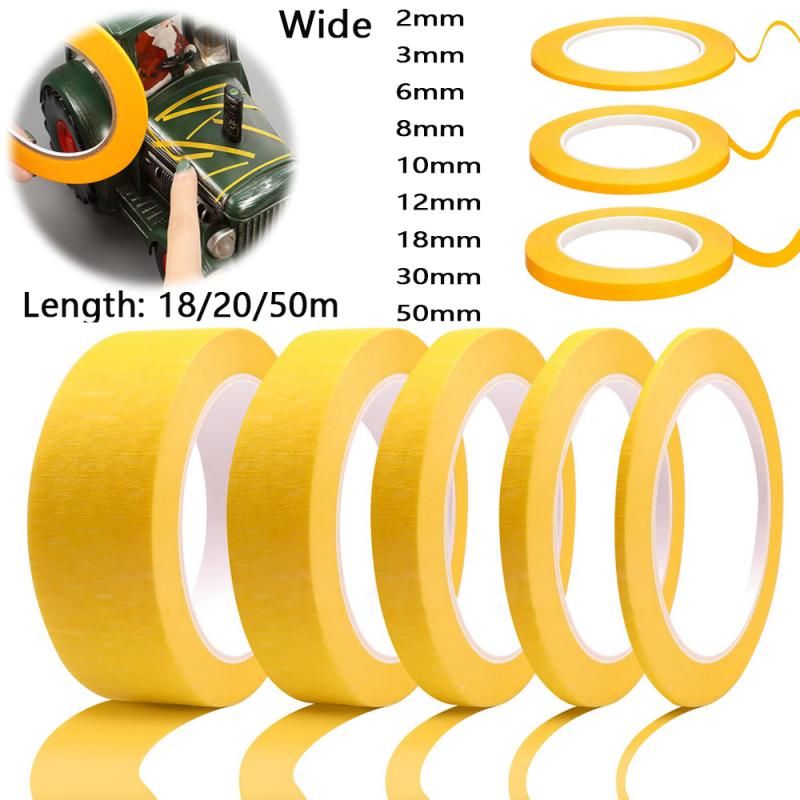 1 рулон 18-50 м, модель малярной ленты, желтая малярная лента «сделай сам», ширина 2/3/6/8/10/12/18/30/50 мм