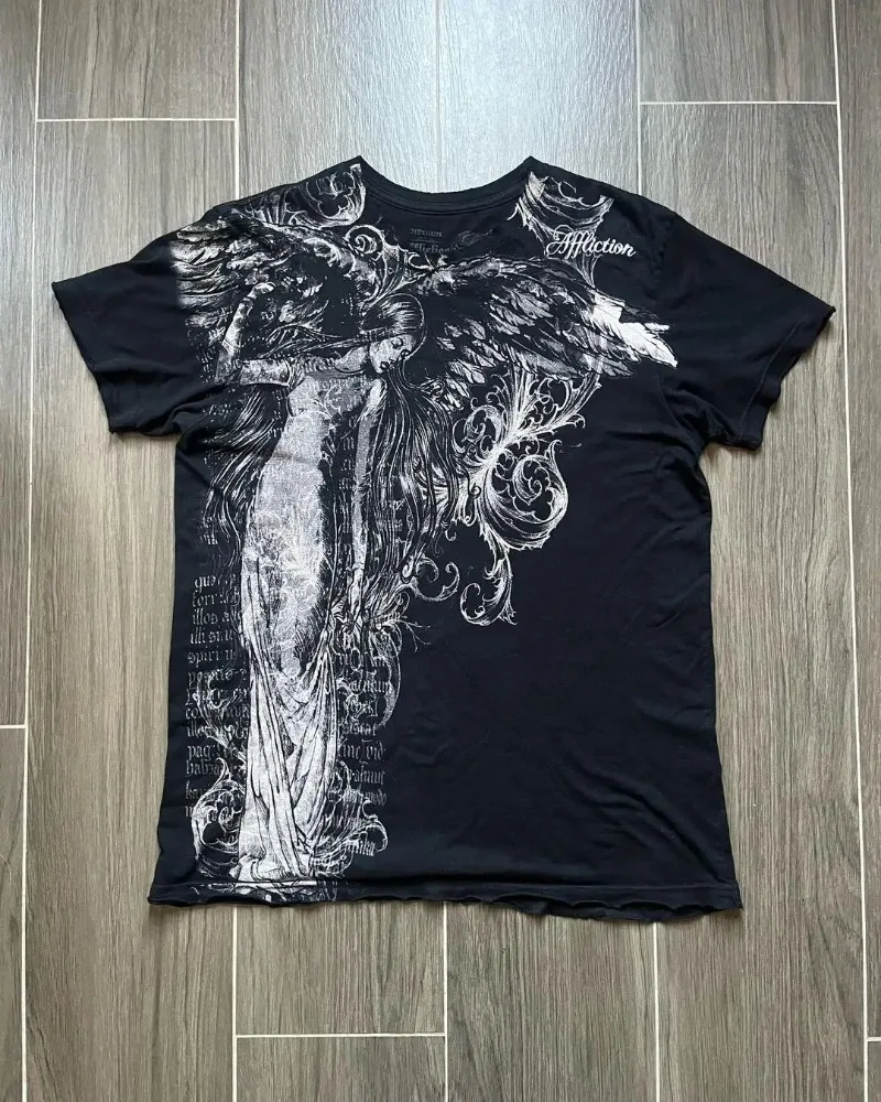 Camiseta Y2K nueva Harajuku Retro Hip Hop Kawaii camiseta de gran tamaño para hombres y mujeres ropa gótica de manga corta Tops ropa de calle