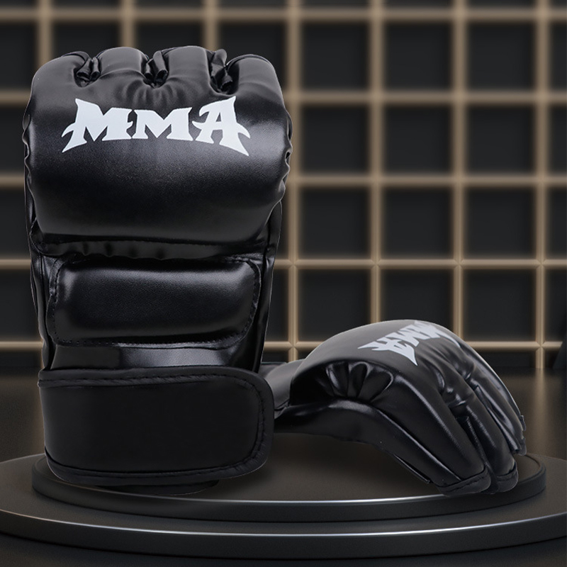 Guantes de entrenamiento de boxeo profesional, cojín de cuero de medio dedo para adultos, Sanda, boxeo, UFC, bolsa de arena para entrenamiento, nudillos