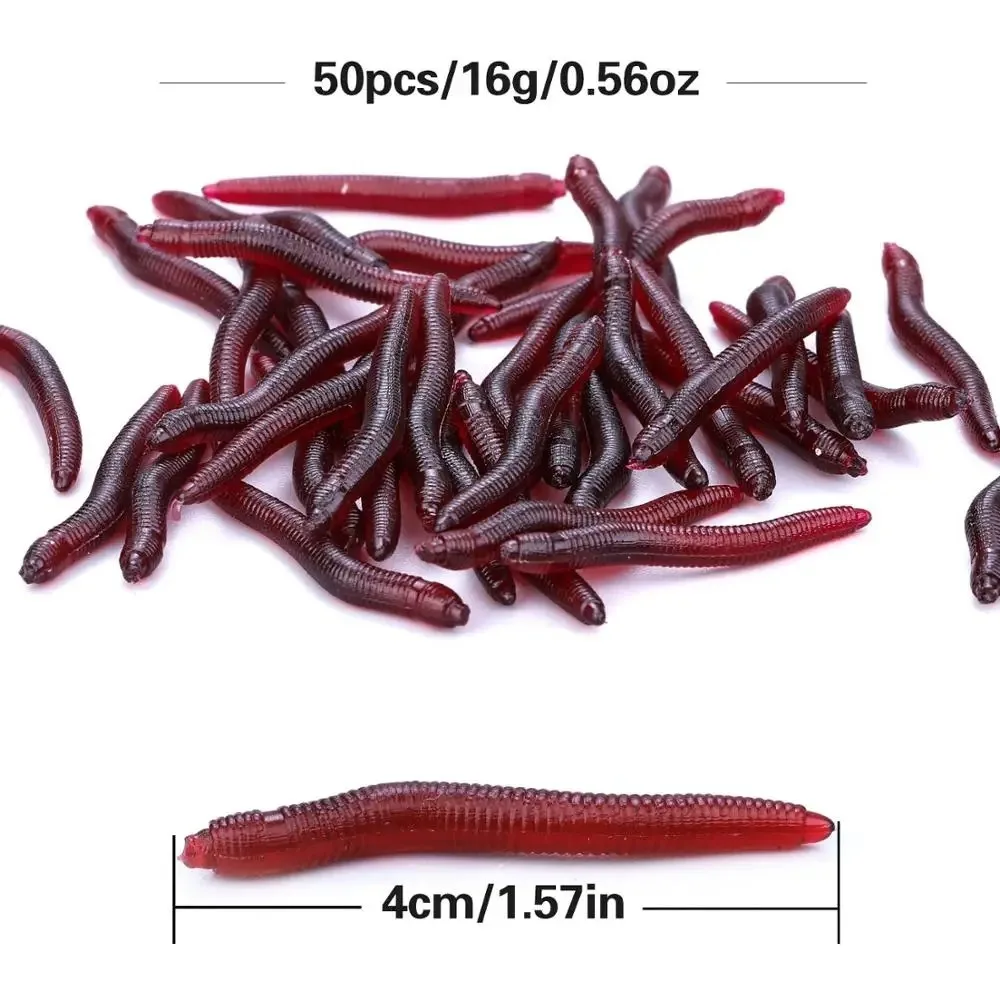 Sougayilang 50-200 stuks Zachte Vissen Lokken Simulatie Worm 4 cm 0.3g Kunstmatige Levensechte Lokt Visgeur bas Lokken Visgerei