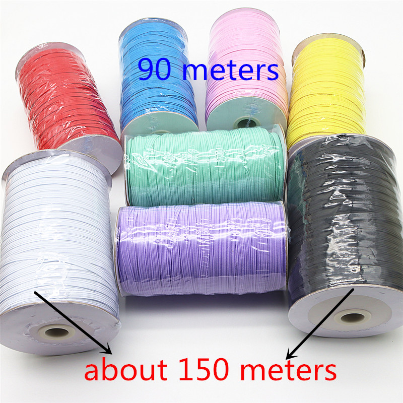5m 10m 20m 40m 90m banda elástica 6mm Color costura hogar banda de goma banda elástica accesorios de costura de ropa
