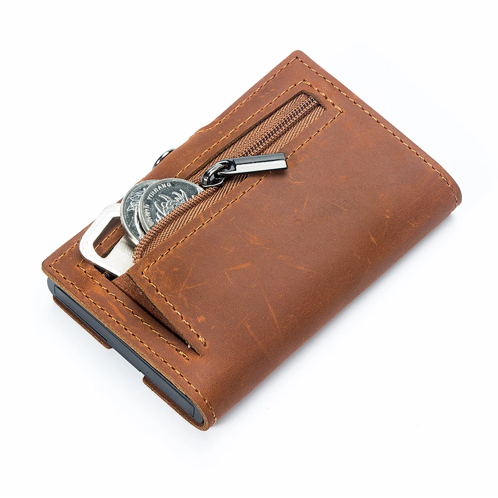 CASEKEY 男性財布 100% 本物の牛革ポップアップショートカードホルダー財布高品質ブランド男性財布 Tarjeteros パラ Hombre