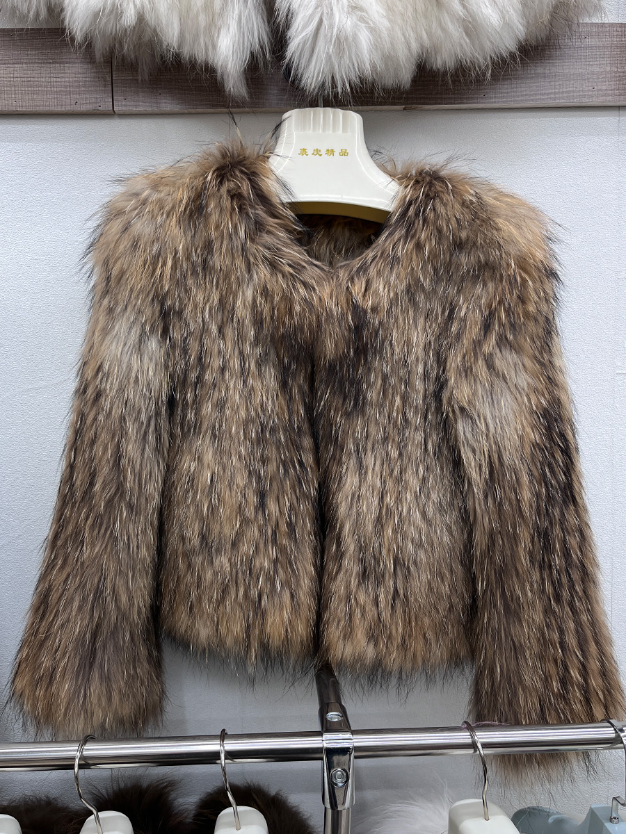 女性のアライグマの毛皮のコート,新しいファッション,冬の服,豪華なジャケット,2023