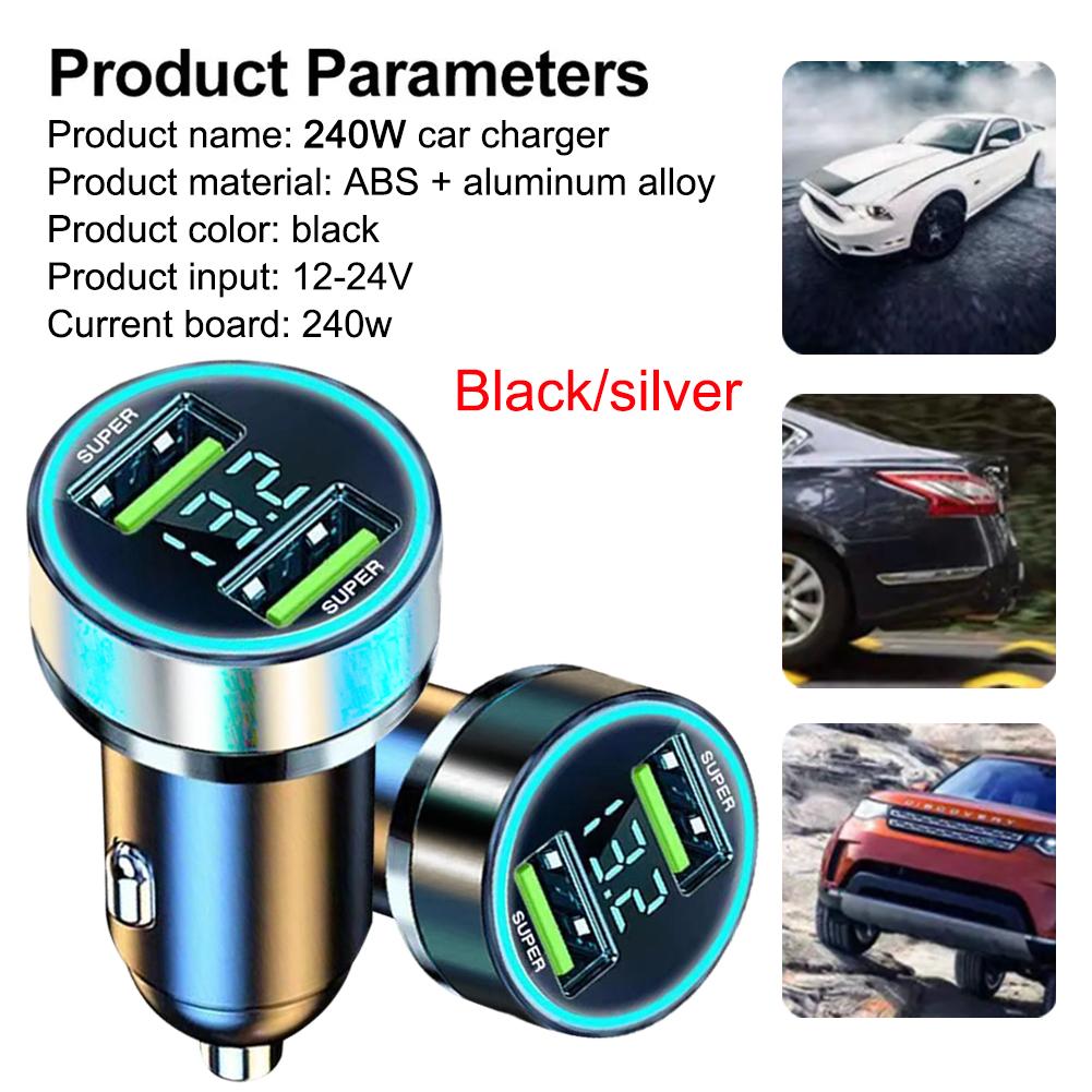 2 Port Super Fast USB Car Charger For IPhone 14 Pro Max 13 12 11 Oneplus OPPO 240W Quick Charging Adapter