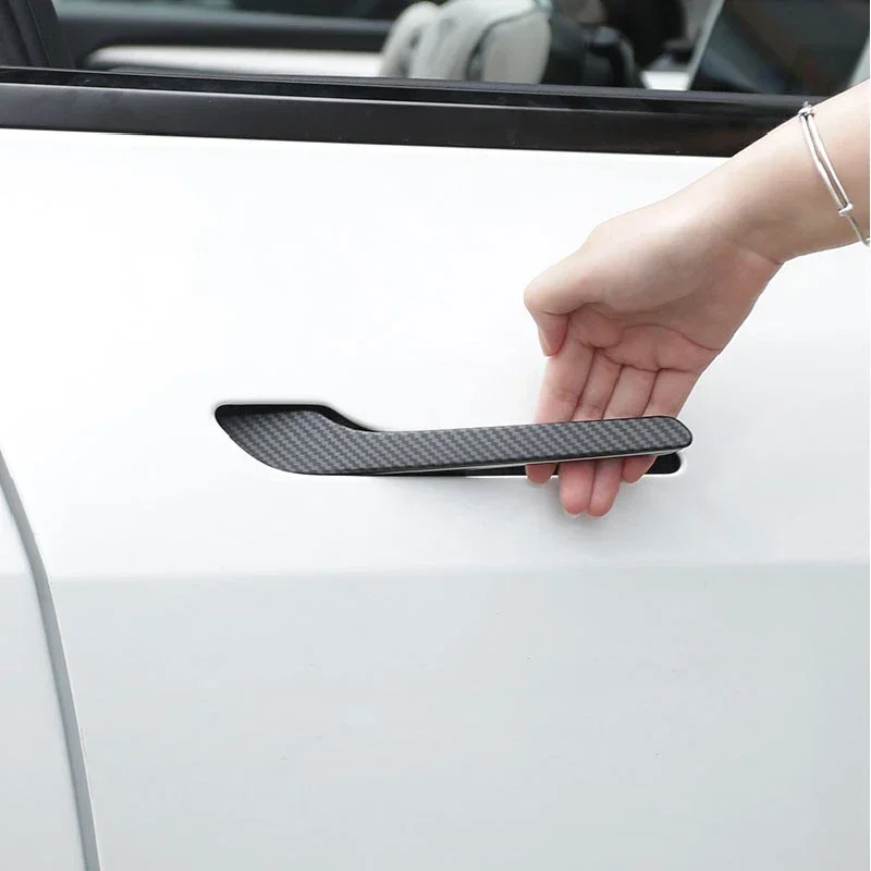 4pcs Door Handle Protective Cover for Tesla Model Y LAUNCH/3/3+ Highland 2025 ABS Car Door Handle Sticker Car Decor Accessories