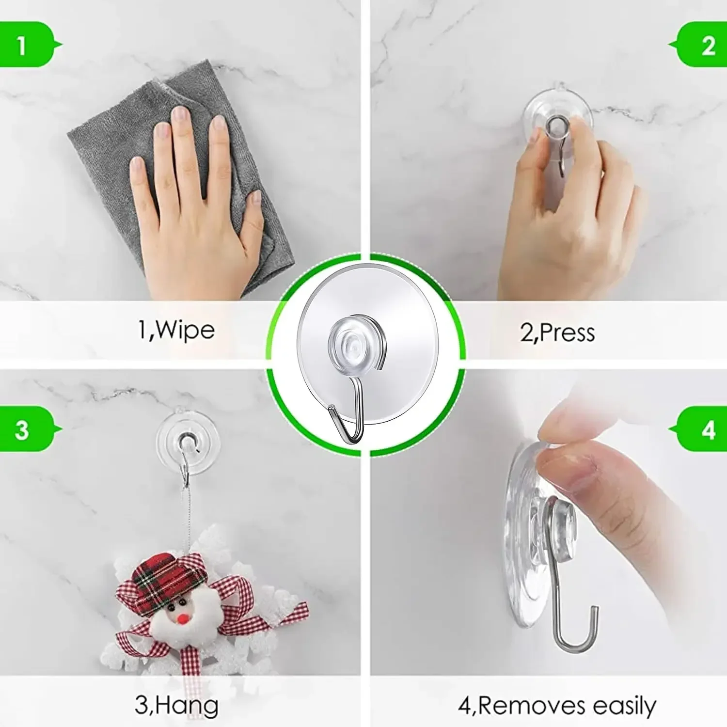 5/10Pcs Suction Cup Hooks 20/30/40/50/57mm Transparent Suction Cups With Metal Hooks Home Kitchen Bathroom Window Wall Hooks