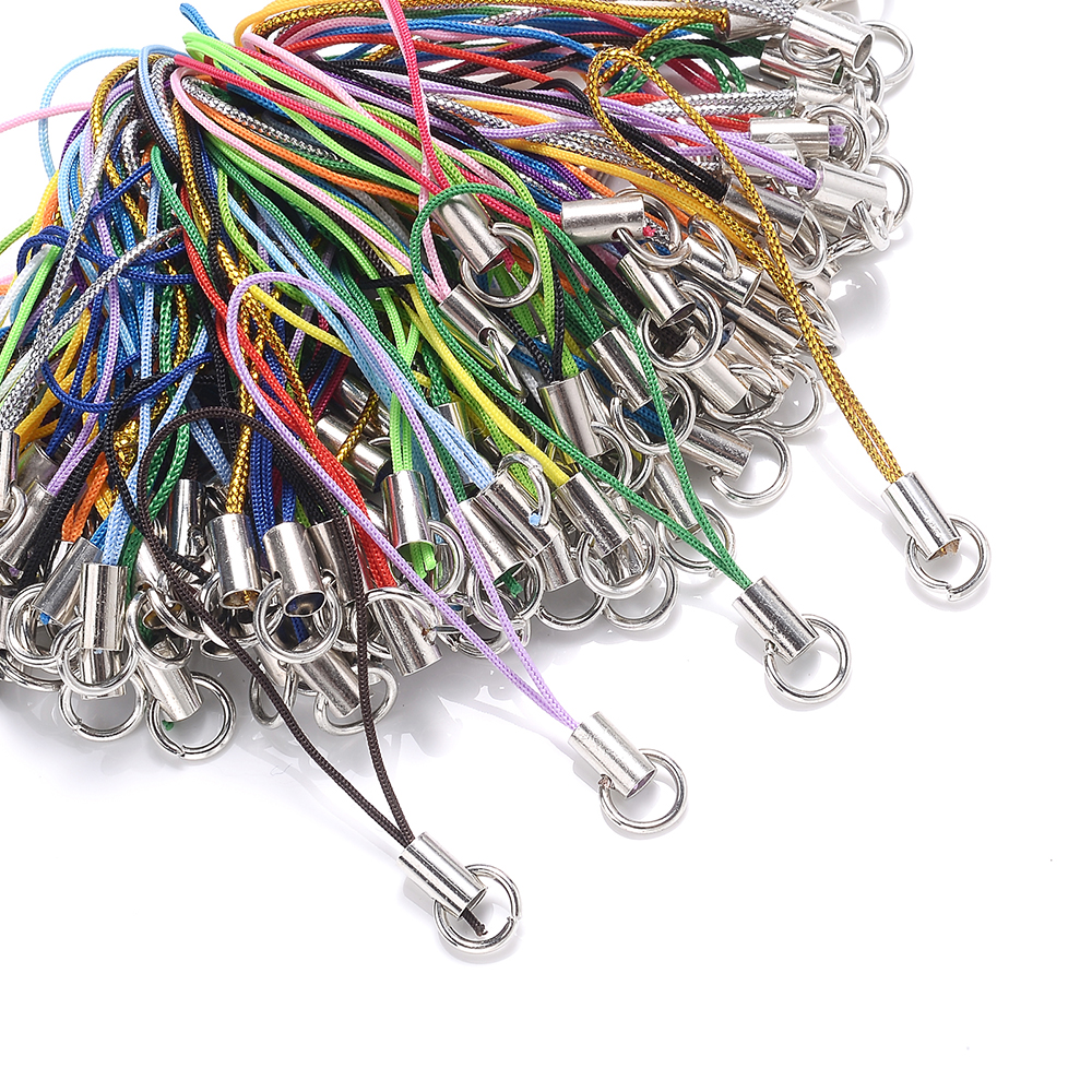 iYOE 100pcs Mix Polyester Cord With Jump Ring Lanyard Rope For Making Keychain DIY Craft Pendant Handmade Materials