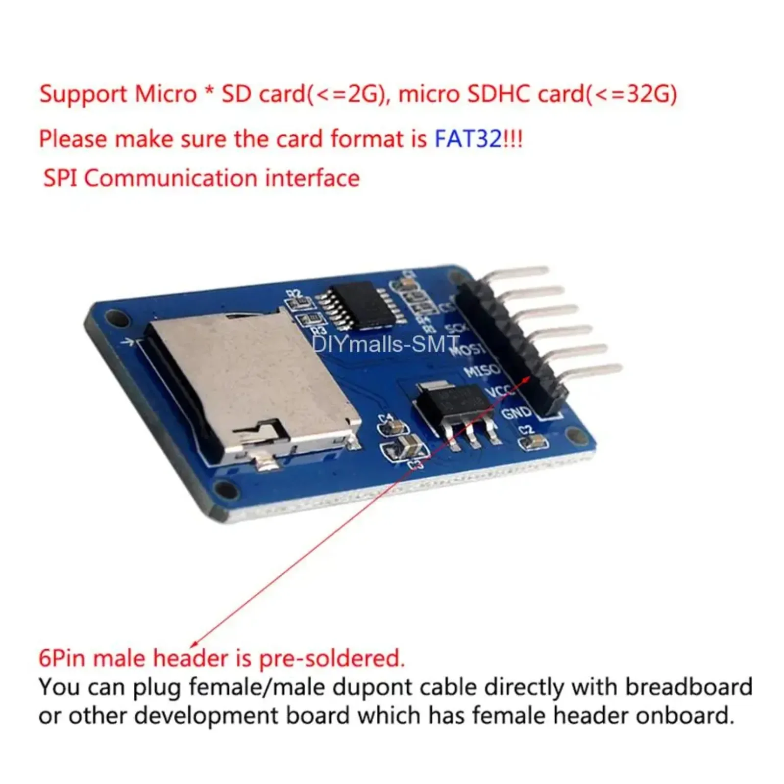 5 шт. модуль SD-карты Mini TF Card Reader Writer Sensor + 40P кабель Dupont между мужчинами и женщинами для Arduino Mega2560 Nano ESP32