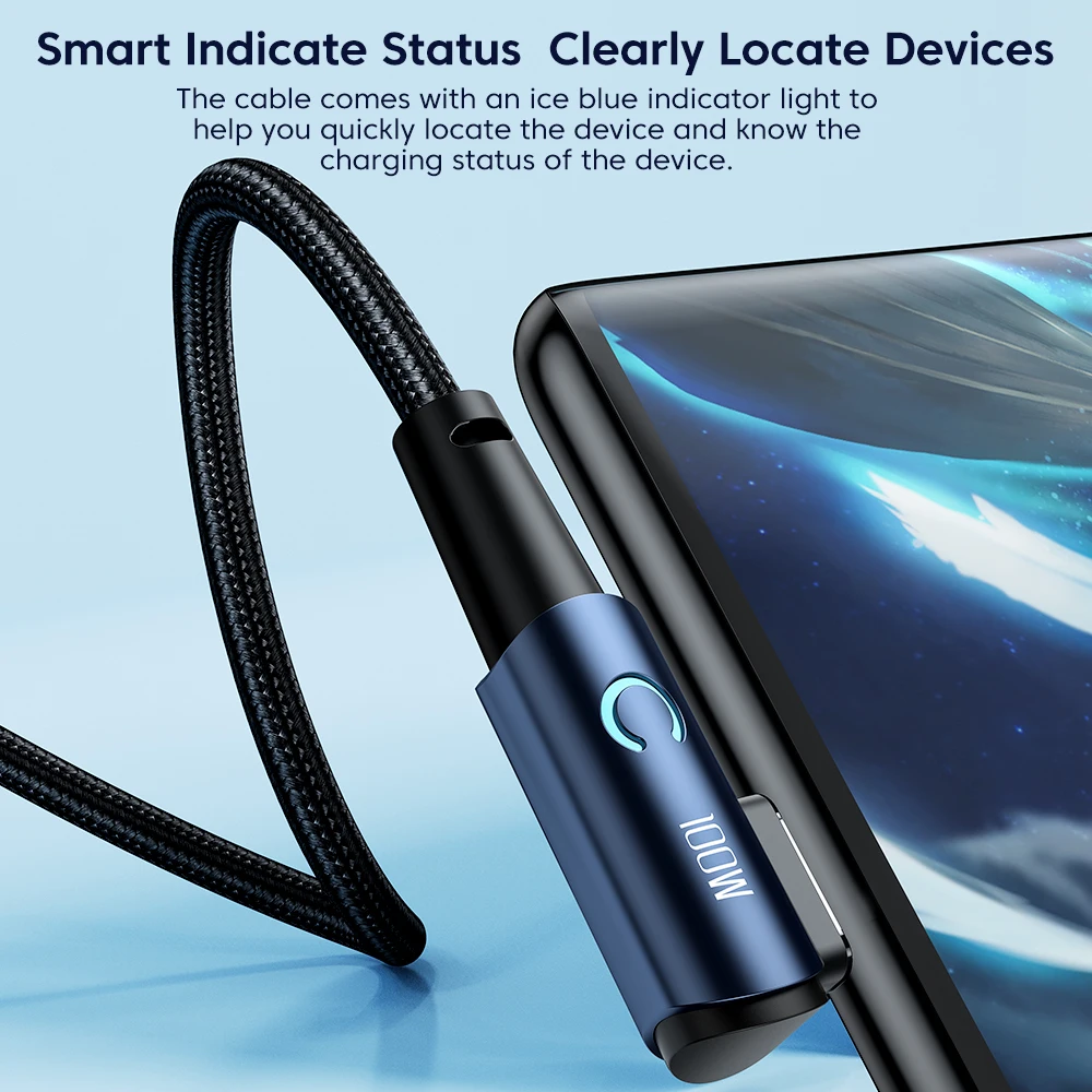 Toocki 100W USB C a USB C Cable 90 grados para iPad MacBook Pro Xiaomi Samsung Huawei carga rápida tipo C Cable de fecha