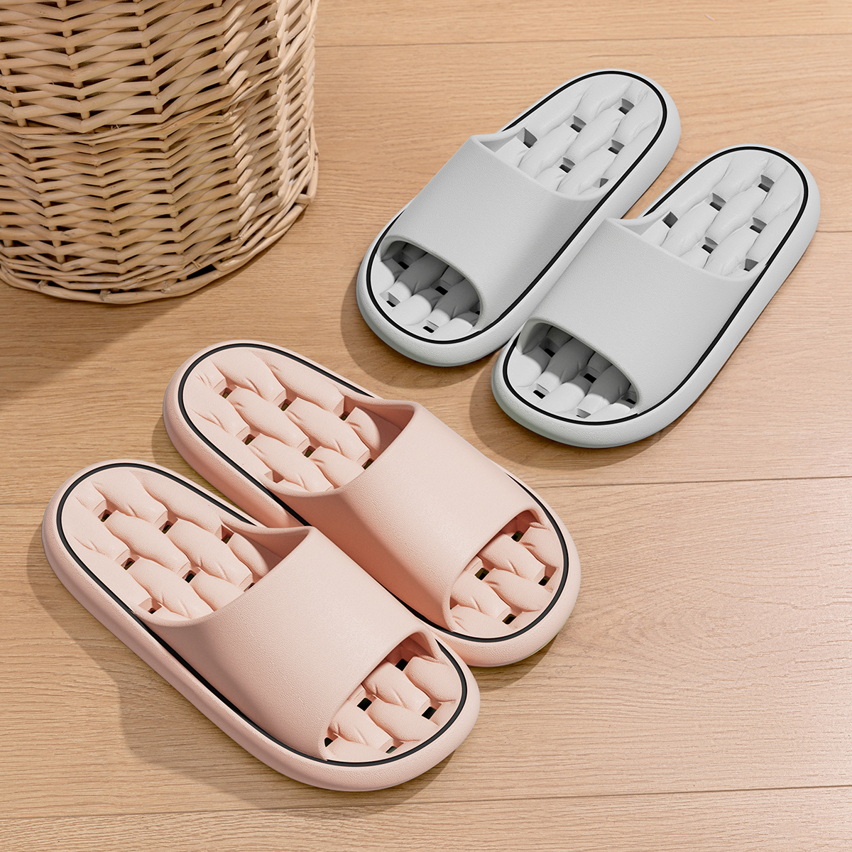 Verão feminino chinelos de banheiro eva com vazamento casa sandálias confortáveis macio antiderrapante slides interior masculino secagem rápida flip flops