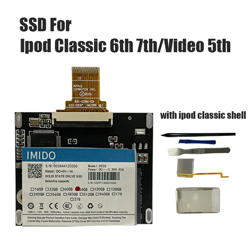 Mới SSD 32GB 64GB 128GB 256GB 512GB 1TB Cho Ipod Classic 7Gen Ipod Video 5th Thay Thế MK3008GAH MK8010GAH MK1634GAL Ipod HDD Dụng Cụ