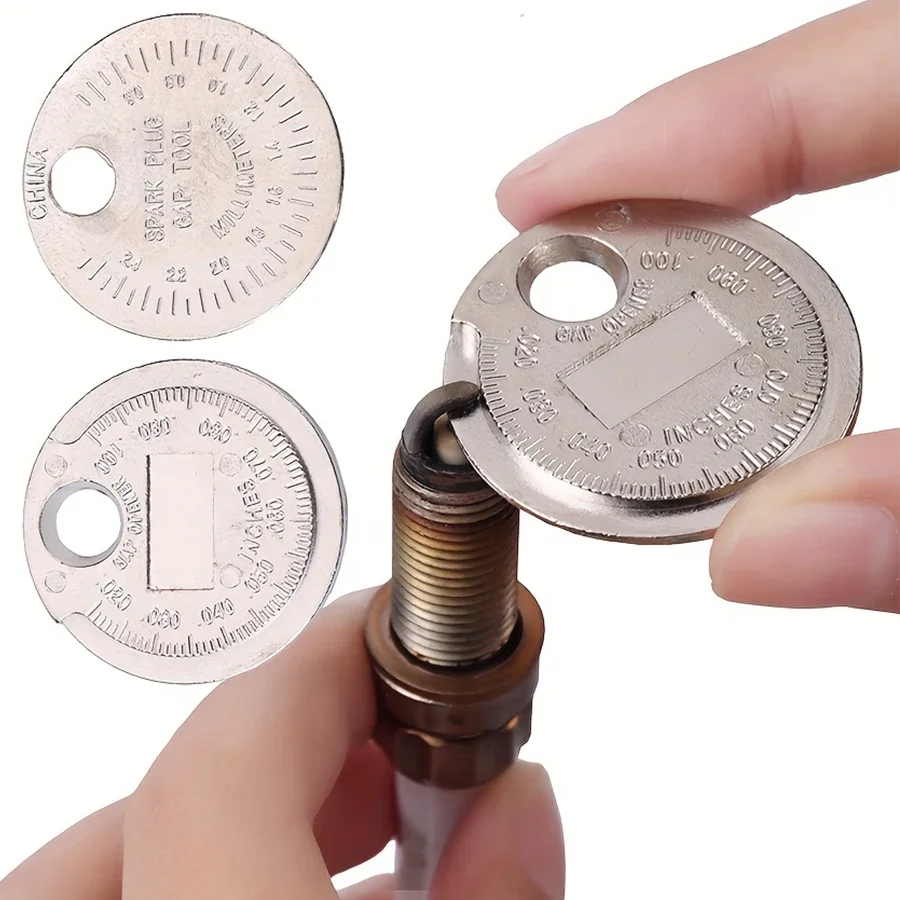 1 peça 0.6-2.4mm faixa tipo moeda vela de ignição ferramenta de medição de lacuna de vela de ignição