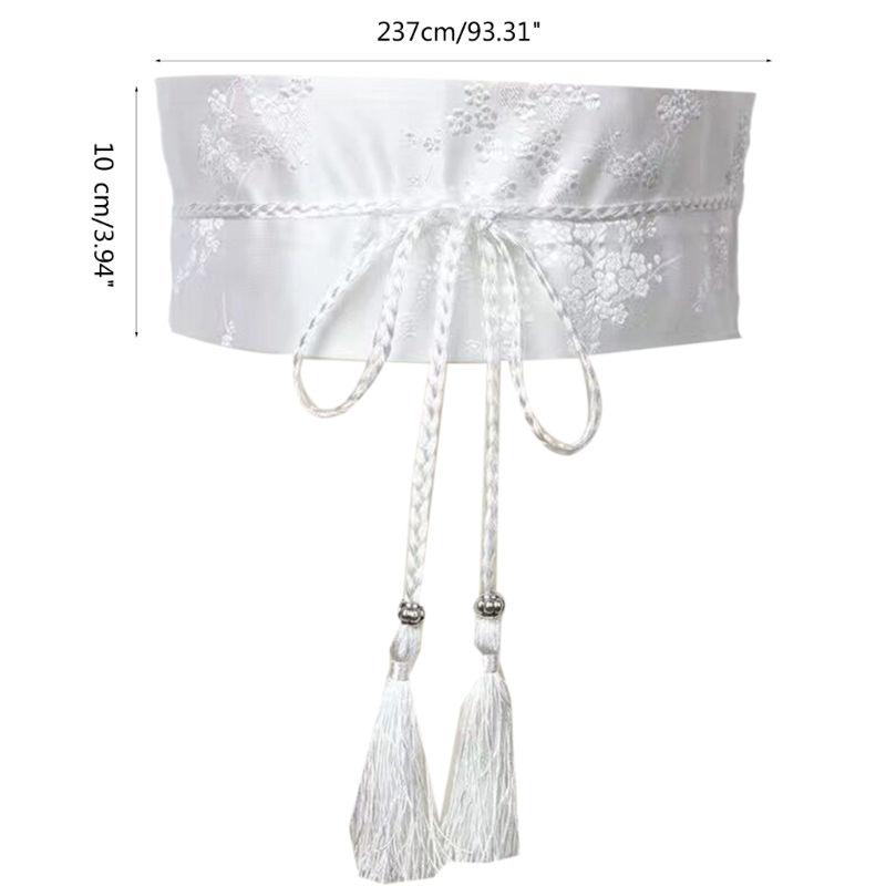 Elegante cinto gravata Hanfu com borlas cinto foto adereços estilo étnico espartilho N58F