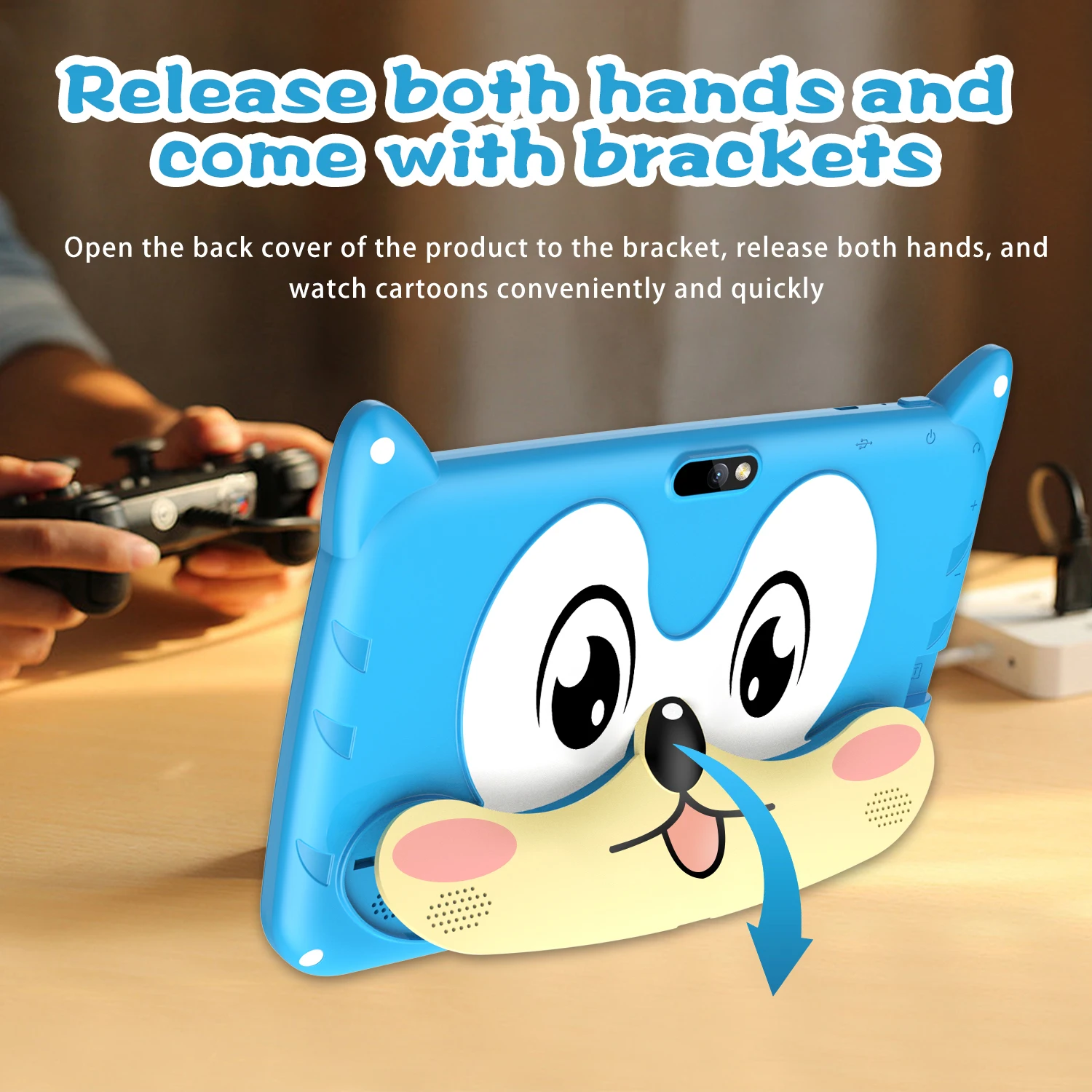 BDF Cartoon Pattern 7 Inch Kids Tablet Quad Core 4GB RAM 64GB ROM Android 13 Google Learning Education Games Tablets 4000mAh