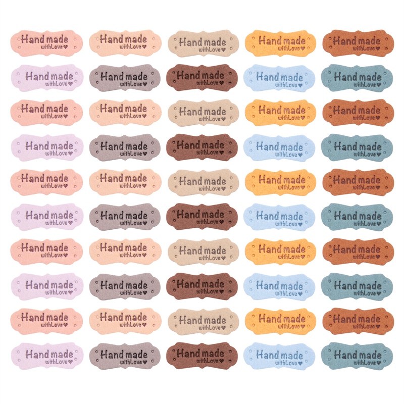 PU Couro Handmade Etiquetas Etiquetas para Roupas, DIY Chapéus e Bolsas, Feito À Mão com Amor, Acessórios De Costura, 50PCs