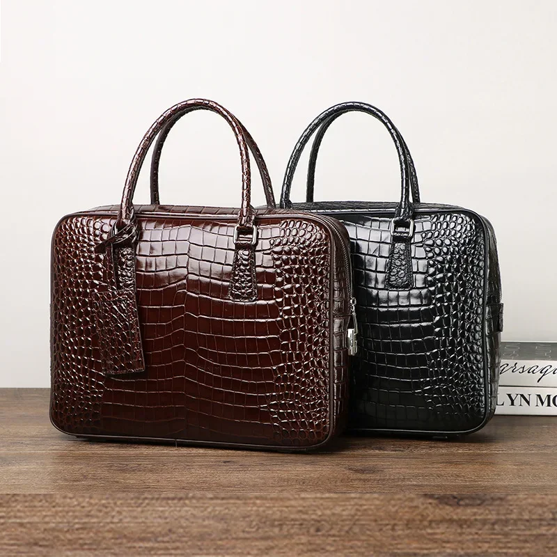 2025 Nuovo modello di alligatore di lusso in vera pelle da uomo d'affari valigetta borsa a tracolla maschile borsa per computer portatile messenger da uomo