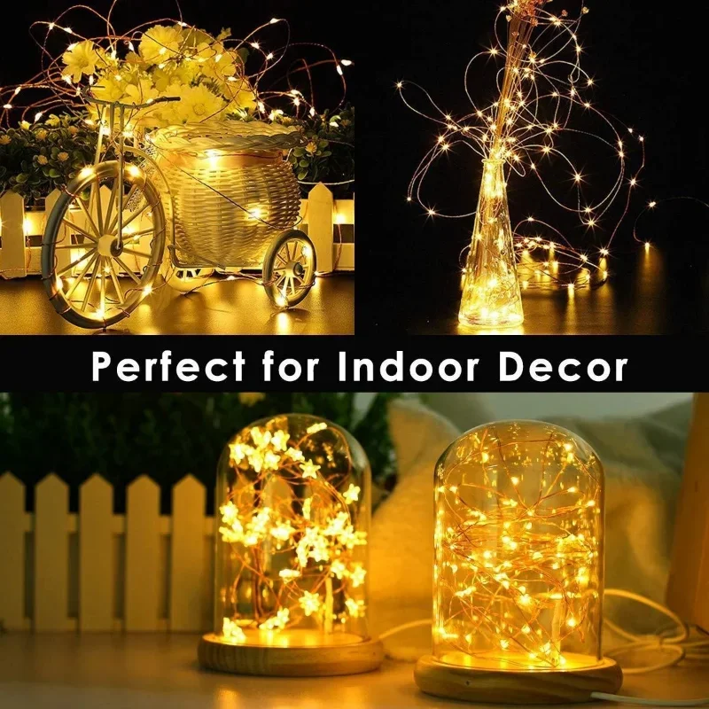 50-300LED Fairy Lights Battery Operated Twinkle String Lights, Copper Wire Dimmable Firefly Lights with Remote Control Timer