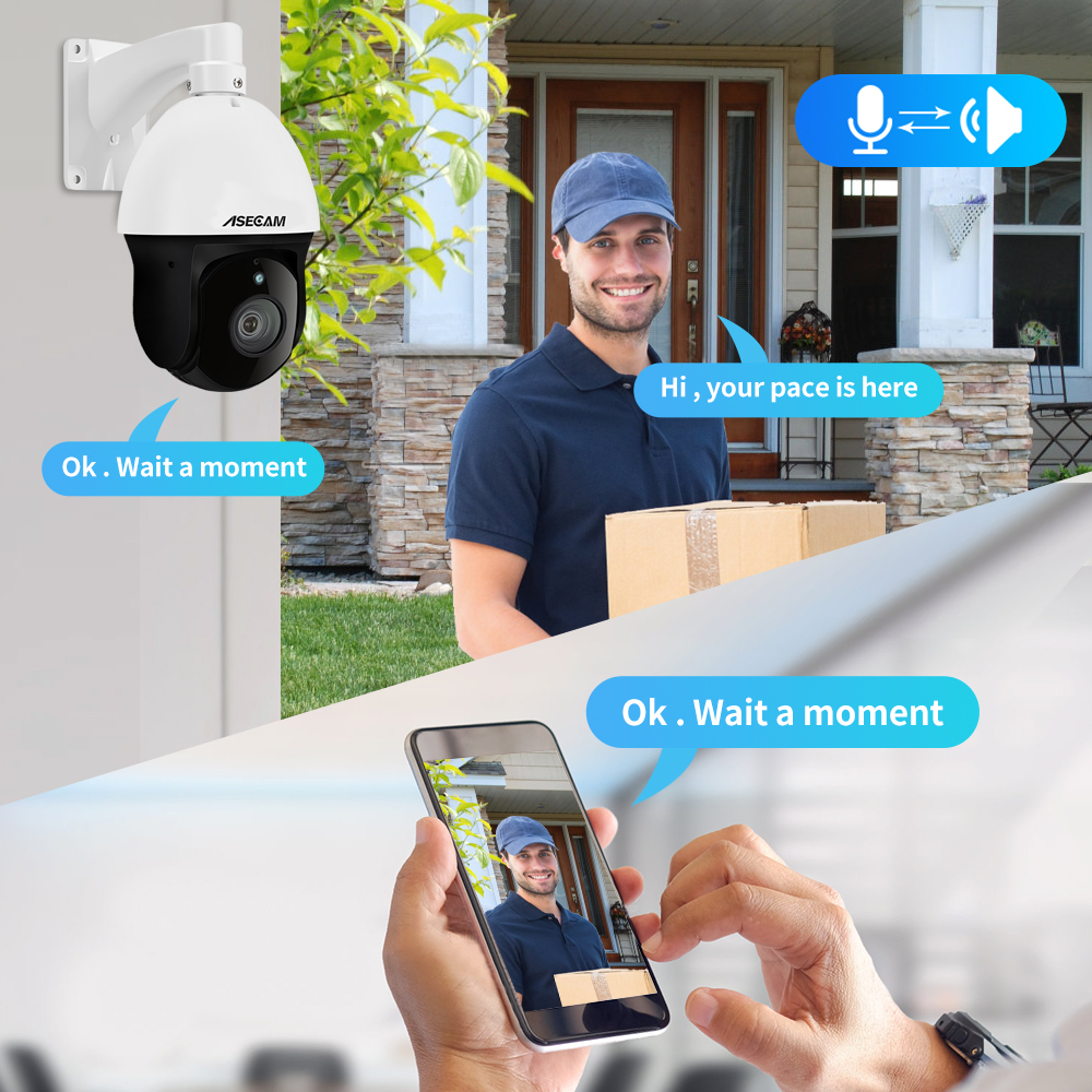 ASECAM 8Мп 4К ПТЗ камера IMX415 30X Оптический зум совместима с Hikvision