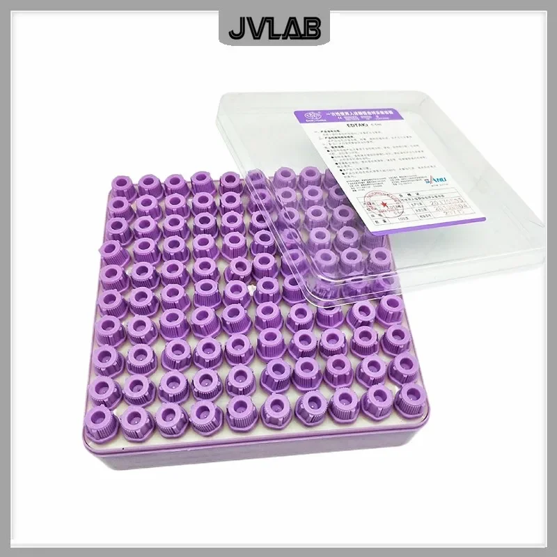 Tubo estéril de coleta de sangue micro com tampa roxa EDTAK2 Tubo de anticalagulação descartável para criança 0,5ml 100 / PK