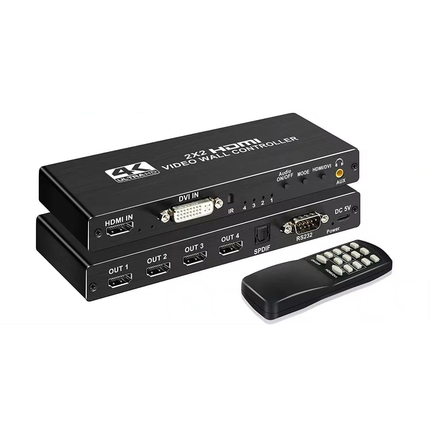 Контроллер видеостены 2X2 1080P 4K DVI HDMI Процессор видеостены 1x2 1x4 1x3 2x1 3x1 4x1 Многоэкранный процессор ТВ Видеосварщик
