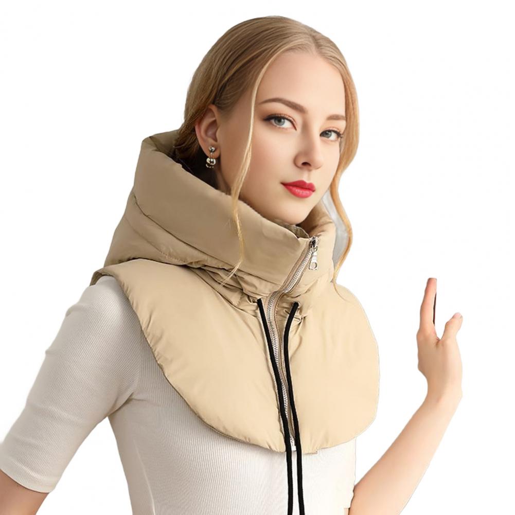 Gefälschter Kragen, Kapuze, Kordelzug, Reißverschlussleiste, Puffer, falscher Kragen, einfarbig, mit Baumwolle gefüllt, Outdoor-Windjacke, gefälschter Kragen