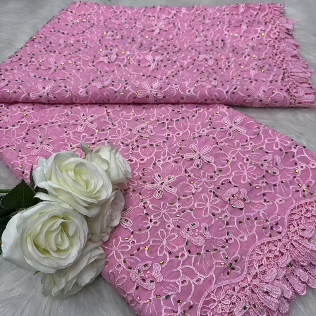 Tecido de renda chiffon africano 2025 material de renda de alta qualidade nigeriano francês africano tecidos de renda verde para casamento feminino