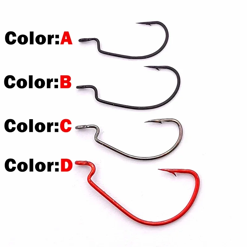 OUTKIT 10 Mini Phong Cách Mềm Mại Giun Móc Thép Carbon Cao Cấp Rộng Siêu Khóa Fishhooks Dụ Softjerk Rockfishing Câu Cá