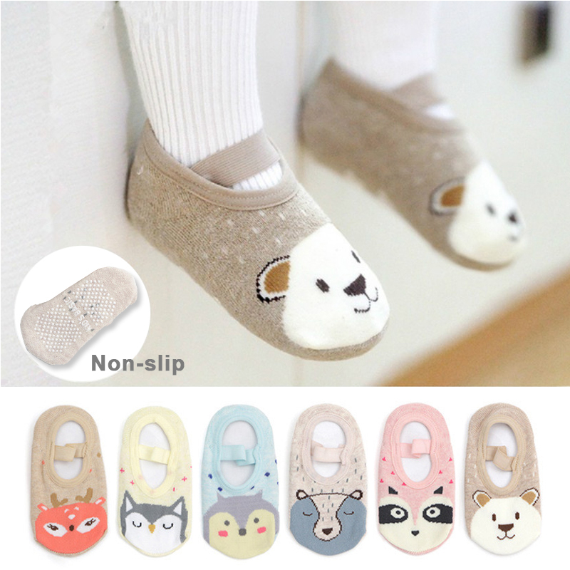 Sapatos de algodão meias de chão primeiro walker antiderrapante da criança recém-nascidos do bebê meninas meninos bonito animal dos desenhos animados apertos de borracha barco meias