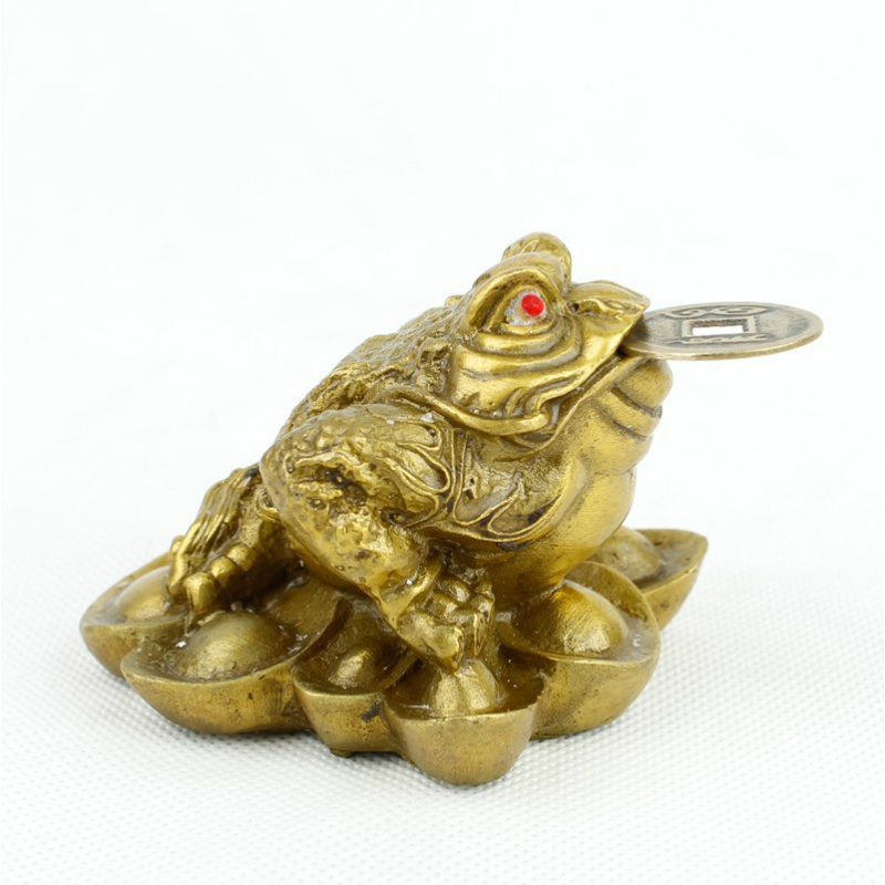 Home Feng Shui Lucky Charm Pure Copper Small Ingot Golden Toad Copper Golden Toad Copper Three-legged Toad Copper Golden Toad Or
